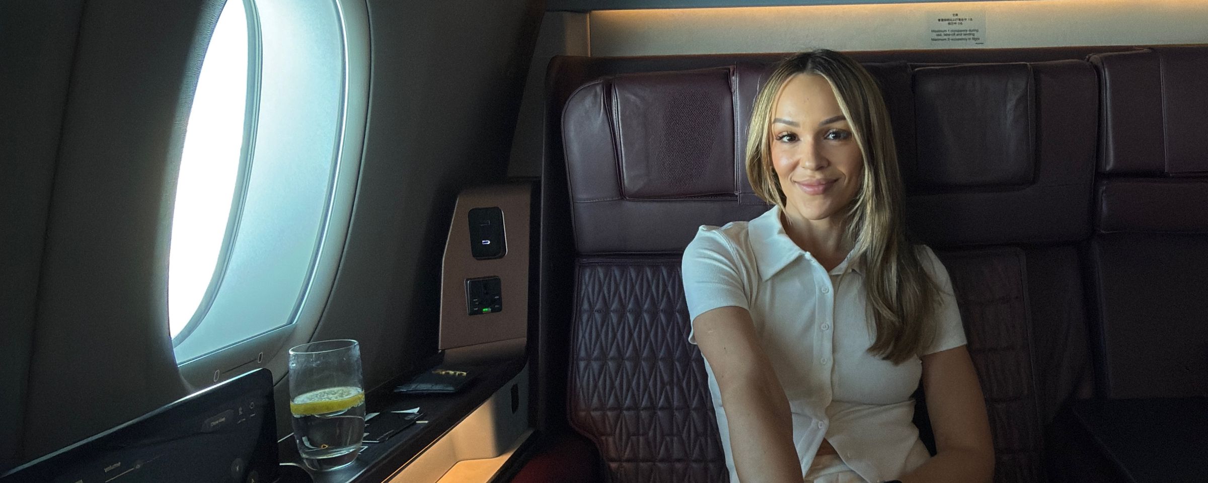 Julia Portela in a first class suite